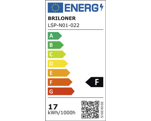 Étiquette énergétique Briloner avec classe d''efficacité énergétique F