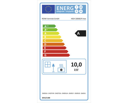 Energielabel für ROWI HGH 10000/4 Inox mit Energieeffizienzklasse A und einer Leistung von 10,0 kW