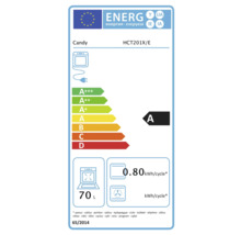 Candy HCT201X/E Energielabel mit der Energieeffizienzklasse A, 70 Liter Volumen und einem Verbrauch von 0,80 Kilowattstunden pro Zyklus
