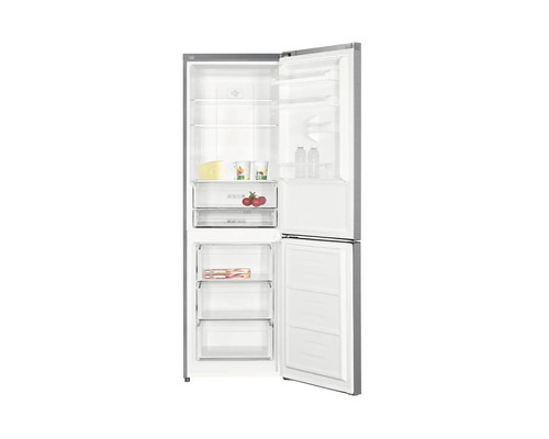 Geöffneter Kühlschrank mit Gefrierfach und Lebensmitteln