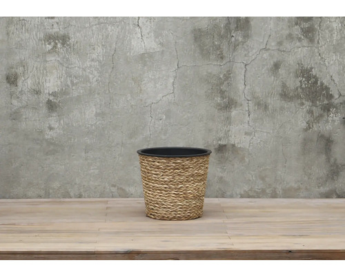 Cache-pot en jacinthe d''eau avec insert en plastique noir