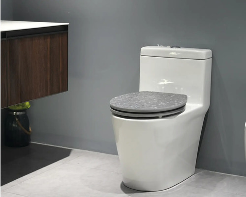 WC sur pied blanc avec couvercle de toilette dans la salle de bains