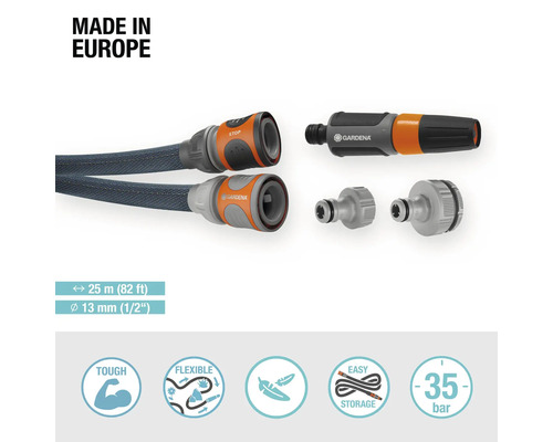 Tuyau textile Gardena Liano Xtreme 25 mètres avec raccords et lance