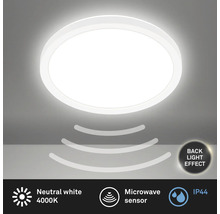 Runde Deckenleuchte mit Mikrowellensensor und neutralweissem Licht, 4000 Kelvin, Schutzart IP44