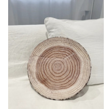 Rundes Dekokissen mit Baumscheibenmuster