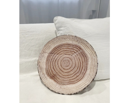 Rundes Dekokissen mit Baumscheibenmuster