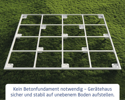Metallrahmen für Gerätehaus zur Montage auf unebenem Boden