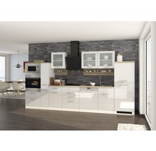 Cuisine complète non équipée Held Möbel Mailand blanc à haute brillance 370 cm sans appareils électriques