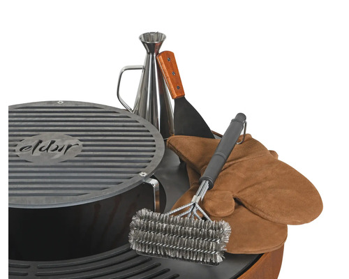Set d''accessoires de barbecue avec grille, burette à huile, spatule, brosse de nettoyage et gant de barbecue