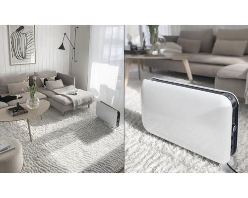 Salon avec chauffage, canapé, tapis et décoration pour une ambiance chaleureuse.