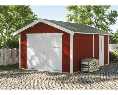 Garage simple SKAN Holz Varberg 1 410 x 585 cm rouge suédois