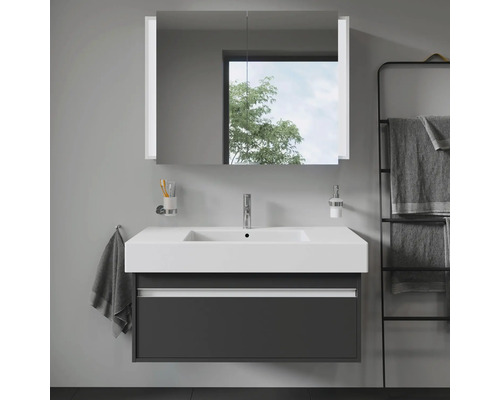 Meuble-lavabo de salle de bains avec lavabo, armoire de toilette et porte-serviettes pour montage mural