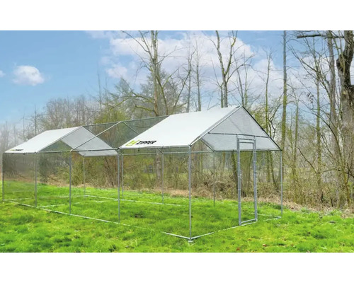 Parc à poulets autoportant en métal avec filet et toit pour le jardin