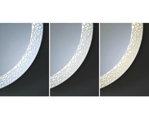 Trois miroirs ronds avec motif abstrait sur le bord