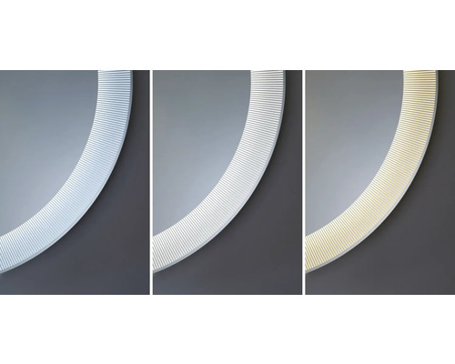 Detailansicht eines runden Spiegels mit Lichteffekten