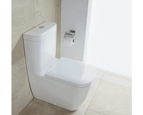 WC sur pied blanc avec support de papier toilette