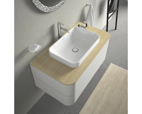 Salle de bain moderne avec vasque à poser sur meuble sous-vasque