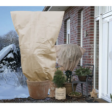 Scène extérieure hivernale avec des plantes recouvertes de non-tissé de protection des plantes