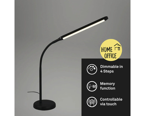 Schwarze LED Schreibtischleuchte mit Dimmfunktion und Touchbedienung
