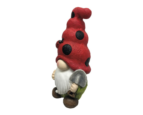 Gartenzwerg mit Schaufel und Marienkäferhut