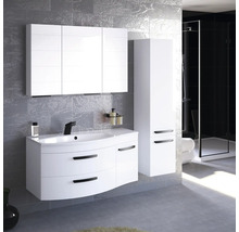 Modernes Badezimmer mit Waschtisch, Spiegelschrank und Hochschrank