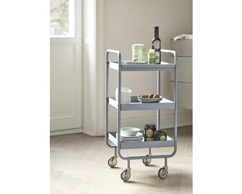 Chariot de service à trois niveaux avec roulettes
