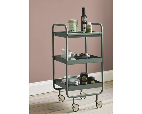 Chariot de service à trois niveaux avec roulettes
