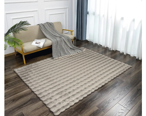 Wohnzimmer mit Sofa und rechteckigem Teppich