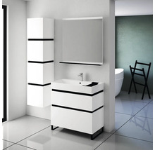 Hängehochschrank mit 4 Türen und 3 Schubladen Devo Viva 2.0 links BxHxT 40x170x35 cm premium white supermatt