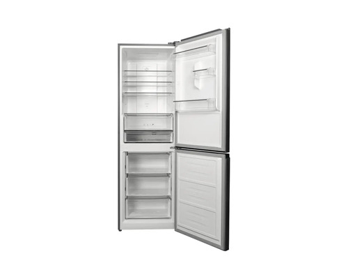 Geöffneter Kühlschrank mit Gefrierfach und Innenfächern