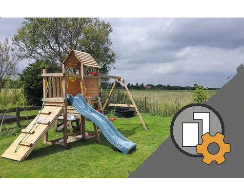Spielturm mit Rutsche und Schaukel für den Garten