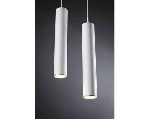 Deux suspensions tubulaires blanches avec lumière