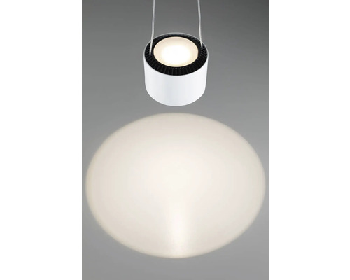 Lampe suspendue blanche de forme ronde avec halo lumineux