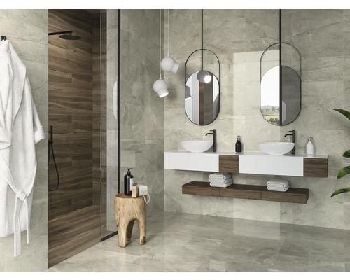Carrelage sol et mur en grès cérame fin Wells pearl poli 60x60x0.95 cm Carrelage sol et mur en grès cérame fin Wells pearl poli 60x60x0.95 cm