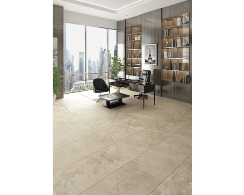 Bureau moderne avec carrelage, bureau et bibliothèques