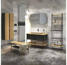 Hängeschrank mit 1 Tür Devo Oval rechts BxHxT 34x94x33 cm diamond grey/natural oak wood/black