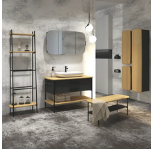 Hängeschrank mit 1 Tür Devo Oval links BxHxT 34x94x33 cm diamond grey/natural oak wood/black