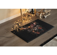 Paillasson avec motif de cerf et décoration florale