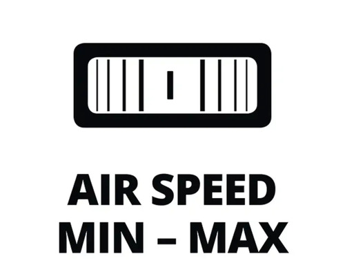Symbole pour le réglage de la vitesse de l''air de minimale à maximale