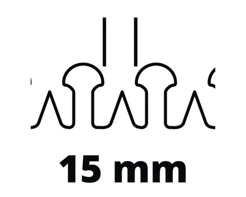 Illustration d''une agrafe métallique avec indication de 15 millimètres