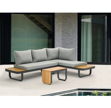 Gartensitzgruppe mit Loungeecke, Tisch und grauen Kissen