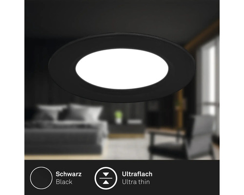 Éclairage à encastrer rigide 1 x LED 12 W Ø 9 cm noir Plafonnier noir ultra-plat dans la chambre à coucher