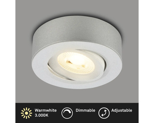Runder, dimmbarer Deckenspot mit warmweissem Licht und verstellbarer Ausrichtung
