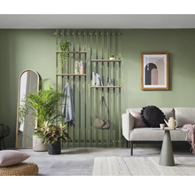 Salon avec canapé, étagère et plantes d''intérieur