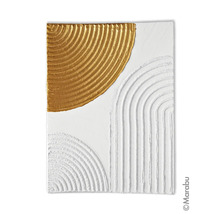 Image murale abstraite avec des éléments dorés et blancs