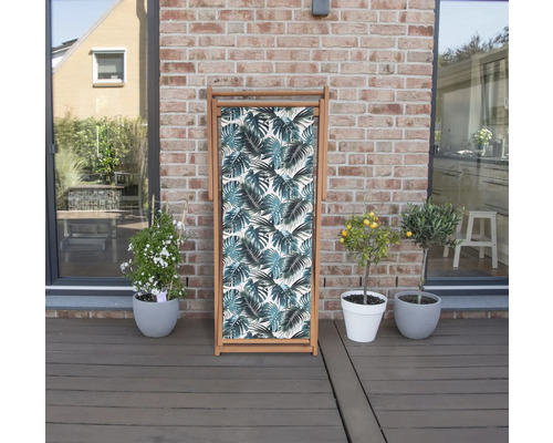 Paravent en bois avec tissu à motifs de feuilles pour l''extérieur
