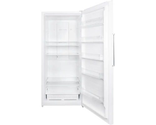 Geöffneter Gefrierschrank mit Regalen