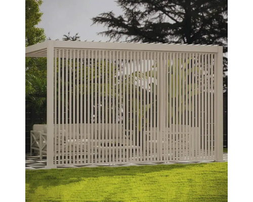 Pergola avec murs à lamelles dans le jardin