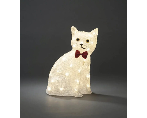Dekorative Katzenfigur mit Beleuchtung und Fliege