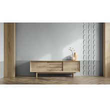 Wohnraum mit Anrichte, Dekoration und Wandpaneelen